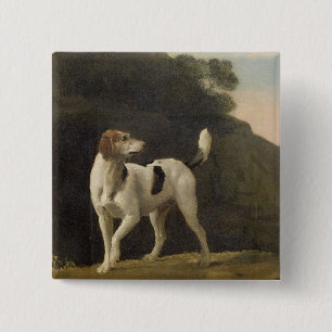 George Stubbs A Foxhound, c.1760 (olie op papier Vierkante Button 5,1 Cm