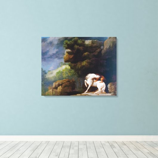 George Stubbs A Lion Attacking a Horse Canvas Afdruk (Insitu (Houten vloer))