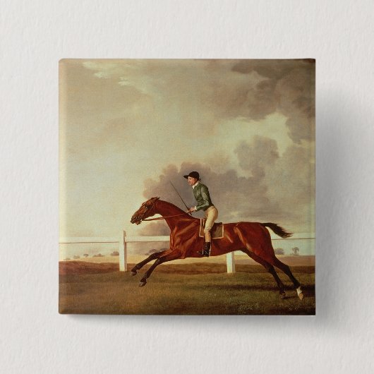 George Stubbs | Bay Malton met John Singleton Up, Vierkante Button 5,1 Cm (Voorkant)