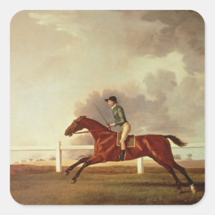 George Stubbs Bay Malton met John Singleton Up, Vierkante Sticker