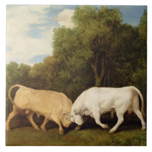 George Stubbs Bulls Fighting, 1786 (olie op het Tegeltje