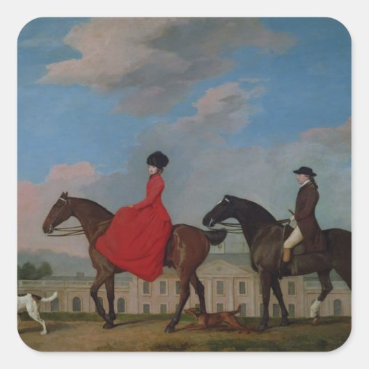 George Stubbs | John en Sophia Musters rijden op Vierkante Sticker (Voorkant)