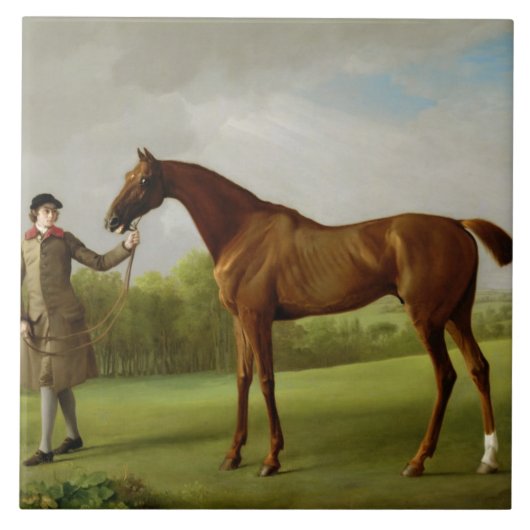 George Stubbs | Luster, gehouden door een Groom, c Tegeltje (Voorkant)
