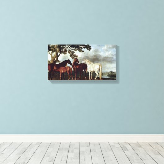 George Stubbs - Mares and Foals in the Landscape Canvas Afdruk (Insitu (Houten vloer))