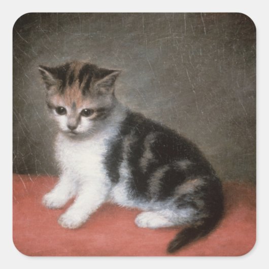 George Stubbs | Miss Ann White's Kitten, 1790 Vierkante Sticker (Voorkant)