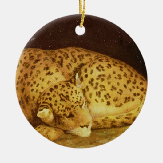 George Stubbs | Sleeping Leopard, 1777 (amel on Keramisch Ornament (Voorkant)