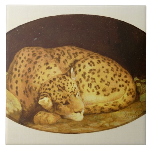 George Stubbs | Sleeping Leopard, 1777 (amel on  Tegeltje (Voorkant)