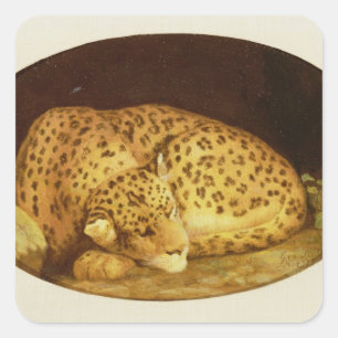 George Stubbs   Sleeping Leopard, 1777 (amel on Vierkante Sticker