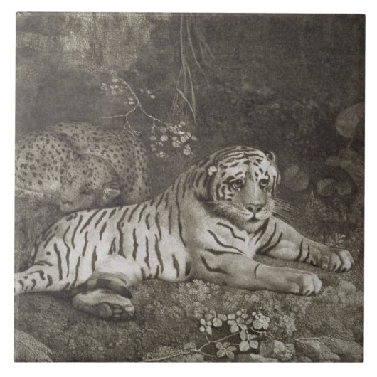 George Stubbs | Twee door de kunstenaar gegraveerd Tegeltje (Voorkant)