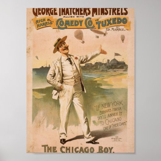 George Thatcher's Minstrels, 'The Chicago Boy' Poster (Voorkant)