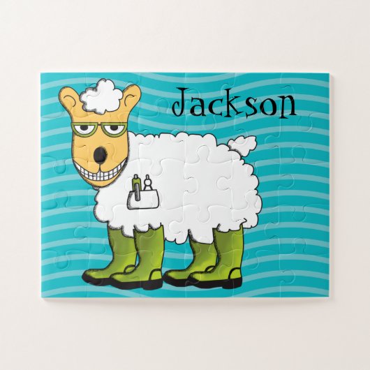 George the Sheep Personalized Kinderen Legpuzzel (Horizontaal)