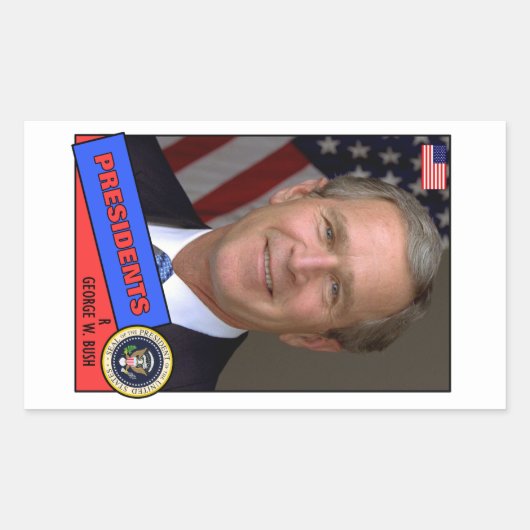 George W. Bush-honkbalkaart Rechthoekige Sticker (Voorkant)
