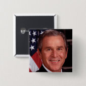 George W Bush Vierkante Button 5,1 Cm (Voorkant /achterkant)