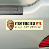 George W. Struik: Het ergste President ooit. Bumpersticker (Op auto)