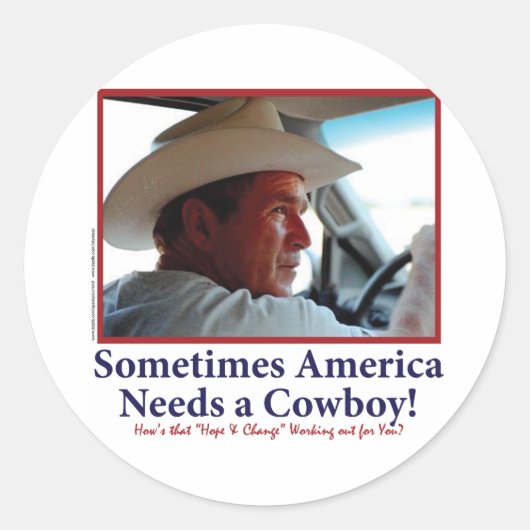 George W Struik in Cowboy Pet Ronde Sticker (Voorkant)