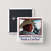 George W Struik in Cowboy Pet Vierkante Button 5,1 Cm (Voorkant /achterkant)