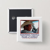 George W Struik in Cowboy Pet Vierkante Button 5,1 Cm (Voorkant /achterkant)