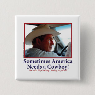 George W Struik in Cowboy Pet Vierkante Button 5,1 Cm