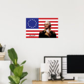 George Washington & 13-Star Amerikaanse vlag Poster (Thuiskantoor)
