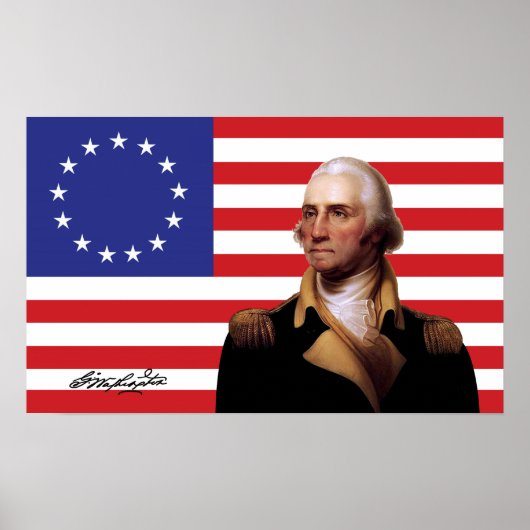 George Washington & 13-Star Amerikaanse vlag Poster (Voorkant)