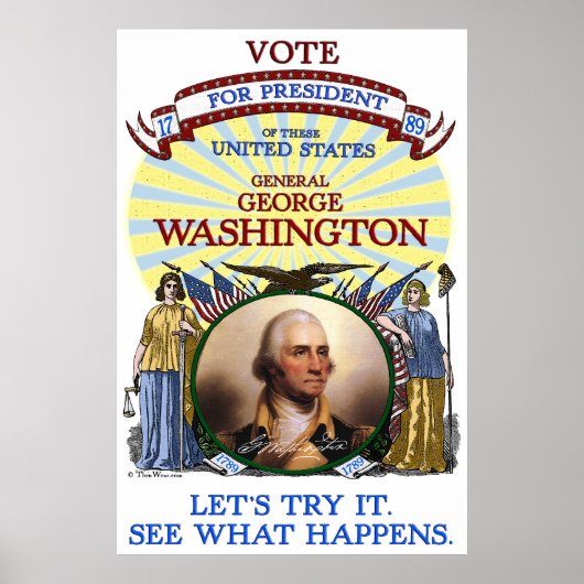 George Washington 1789 VerkiezingsPoster (Wit) Poster (Voorkant)