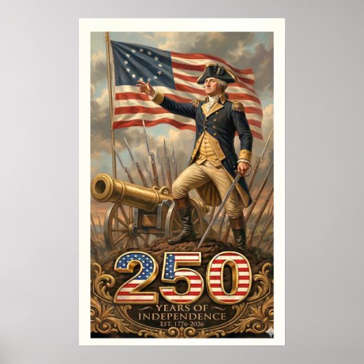 George Washington: 250 Jaar Onafhankelijkheid Comm Poster (Voorkant)