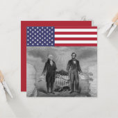 George Washington Abraham Lincoln American Flag Kaart (Voorkant / Achterkant in situ)