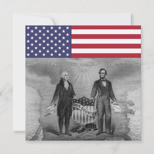 George Washington Abraham Lincoln American Flag Kaart (Voorkant)