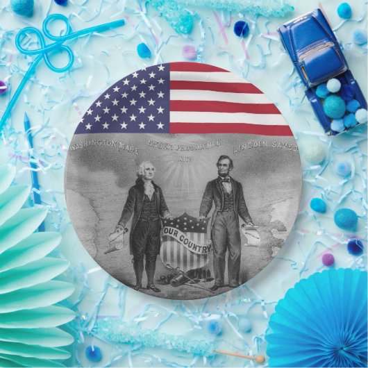 George Washington Abraham Lincoln American Flag Papieren Bordje (Feest)