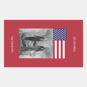 George Washington Abraham Lincoln American Flag Rechthoekige Sticker