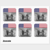 George Washington Abraham Lincoln American Flag Vierkante Sticker (Vel)