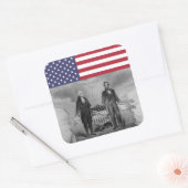George Washington Abraham Lincoln American Flag Vierkante Sticker (Envelop)