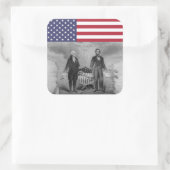 George Washington Abraham Lincoln American Flag Vierkante Sticker (Tas)