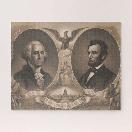 George Washington Abraham Lincoln Eagle Patriotic Legpuzzel (Horizontaal)