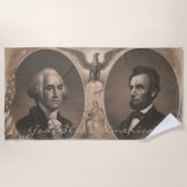 George Washington Abraham Lincoln Eagle Patriotic Strandlaken (Voorkant)