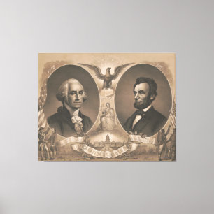 George Washington Abraham Lincoln Eagle US Vintage Canvas Afdruk