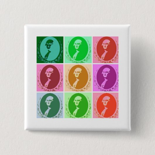 George Washington Abstract Vierkante Button 5,1 Cm (Voorkant)