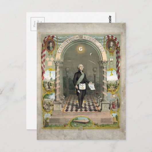 George Washington als Freemason Briefkaart (Voorkant / Achterkant)