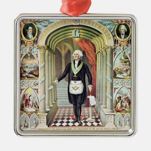 George Washington als Freemason Metalen Ornament (Voorkant)