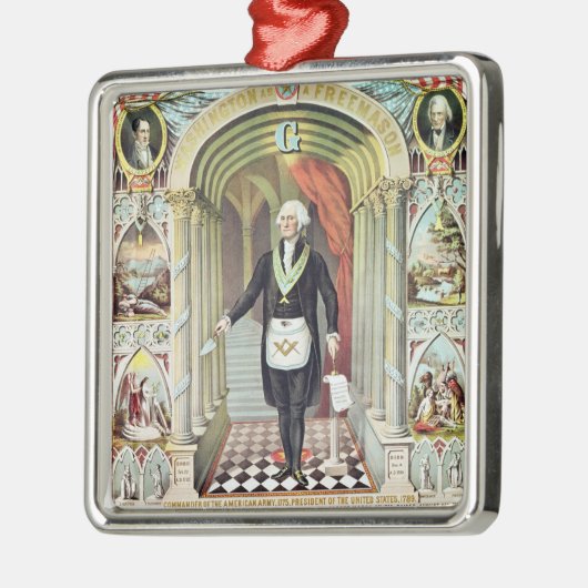 George Washington als Freemason Metalen Ornament (Links)