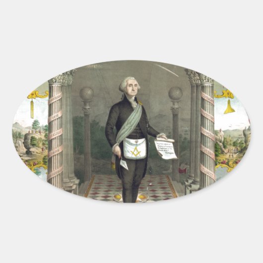 George Washington als Freemason Ovale Sticker (Voorkant)