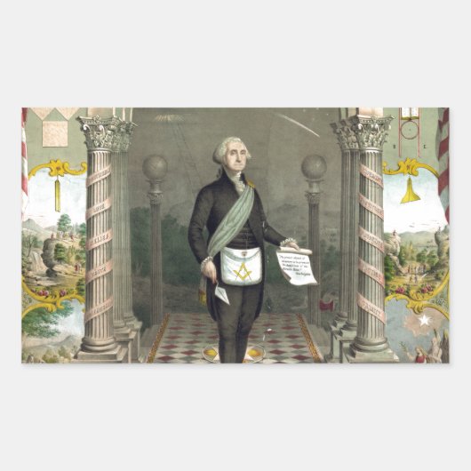 George Washington als Freemason Rechthoekige Sticker (Voorkant)