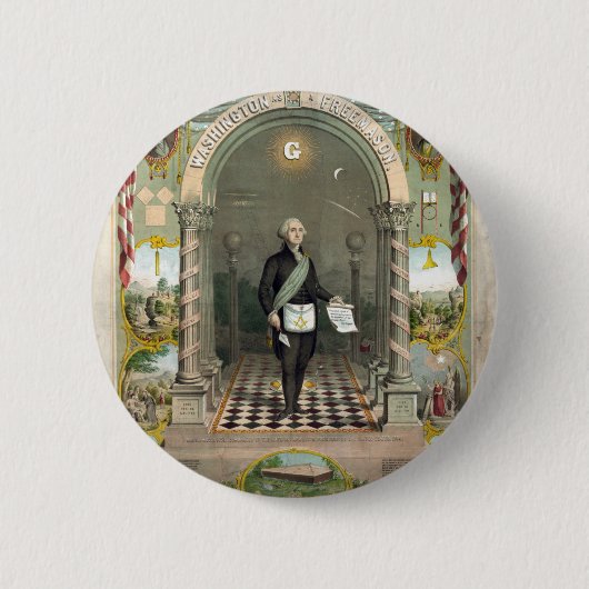 George Washington als Freemason Ronde Button 5,7 Cm (Voorkant)