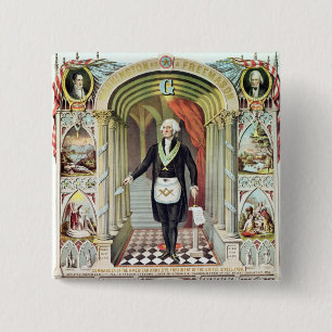 George Washington als Freemason Vierkante Button 5,1 Cm