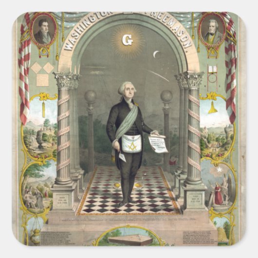 George Washington als Freemason Vierkante Sticker (Voorkant)