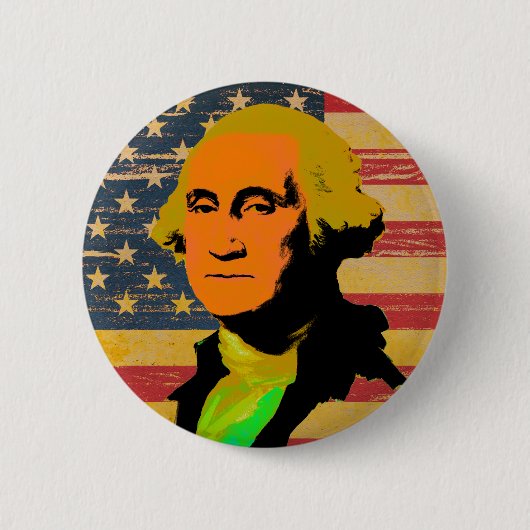 George Washington American Flag Pop-Art Button (Voorkant)