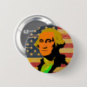 George Washington American Flag Pop-Art Button (Voorkant /achterkant)