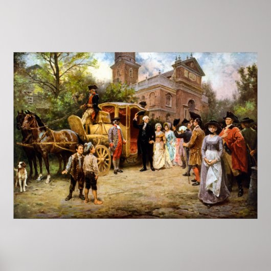 George Washington arriveert Christelijke Kerk Poster (Voorkant)