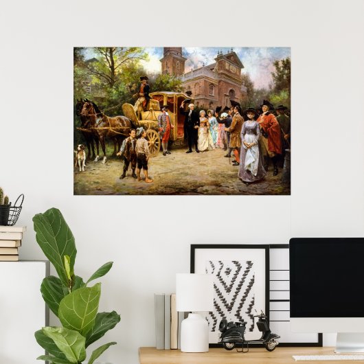 George Washington arriveert Christelijke Kerk Poster (Thuiskantoor)