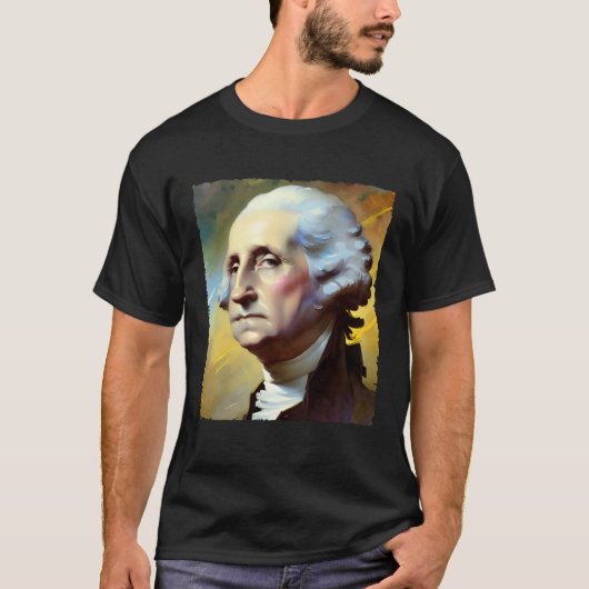 George Washington Art Painting 4th of July USA T-shirt (Voorkant)